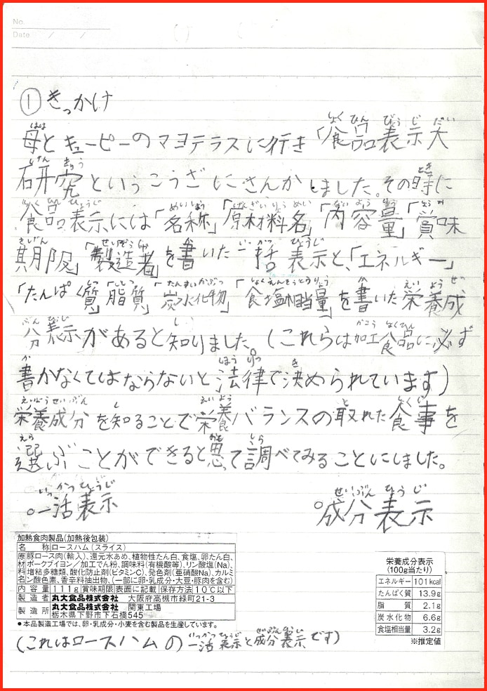 食品表じを使って自分でバランスのよい食事を考えよう。2