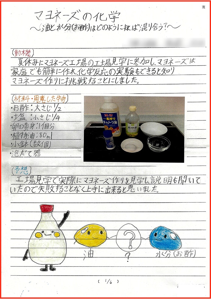 マヨネーズの化学〜油と水分(お酢)はどのようにすれば混り合う？〜2