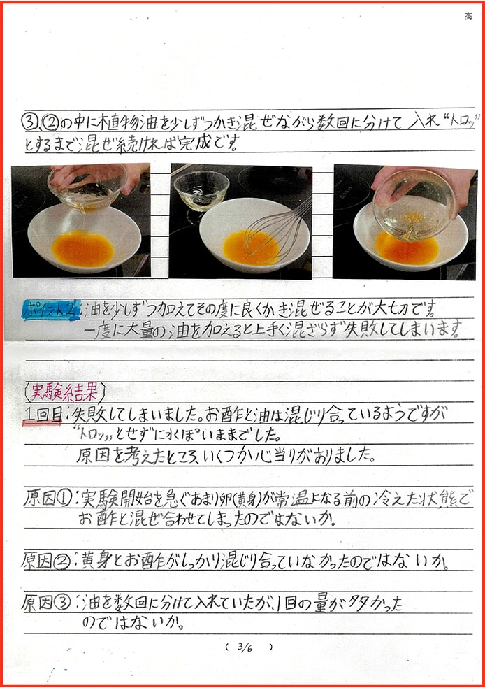 マヨネーズの化学〜油と水分(お酢)はどのようにすれば混り合う？〜4