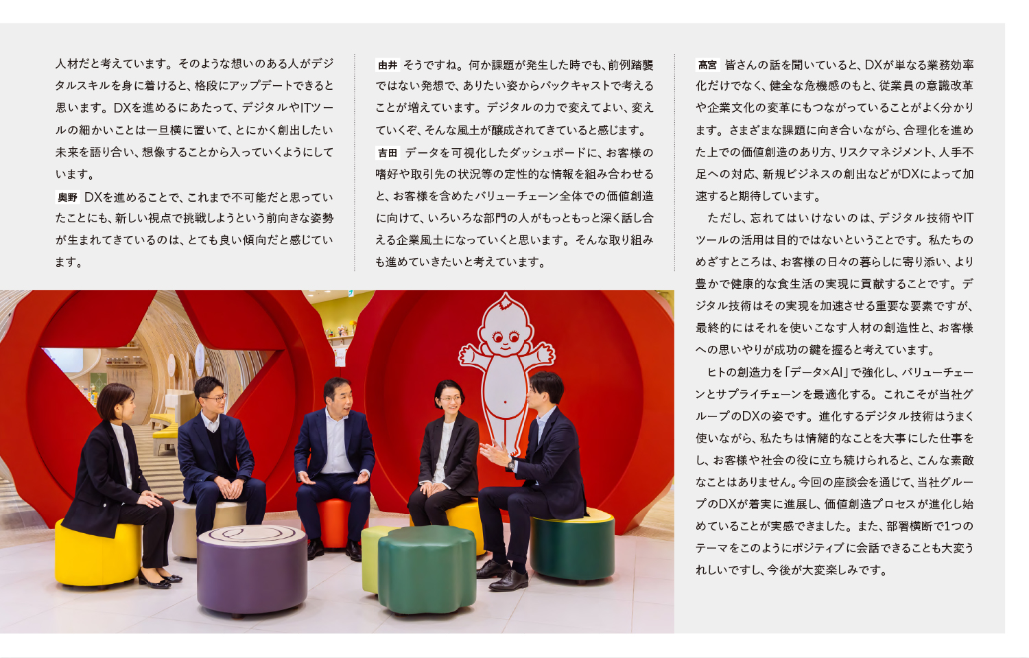 対談 DXで未来を創造する ～キユーピーグループの挑戦～ 4
